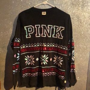 Vs pink bling holiday shirt